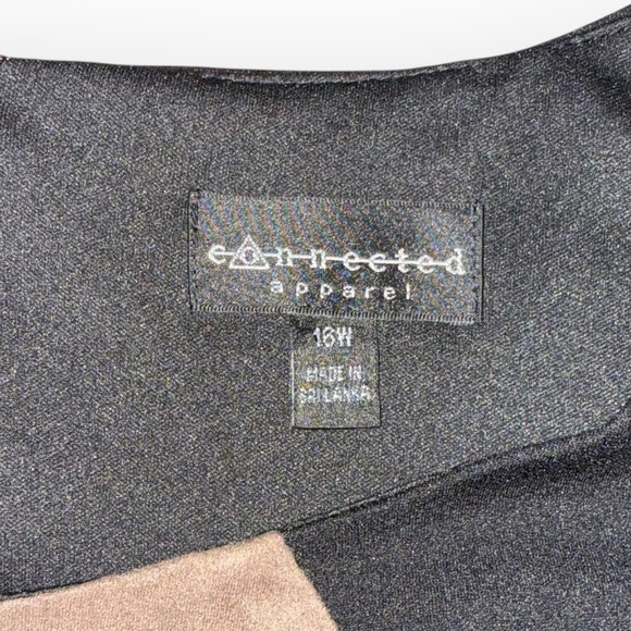 CONNECTED APPAREL Asymmetrical Sheath Dress - Black/Tan 16W - Picture 6 of 13